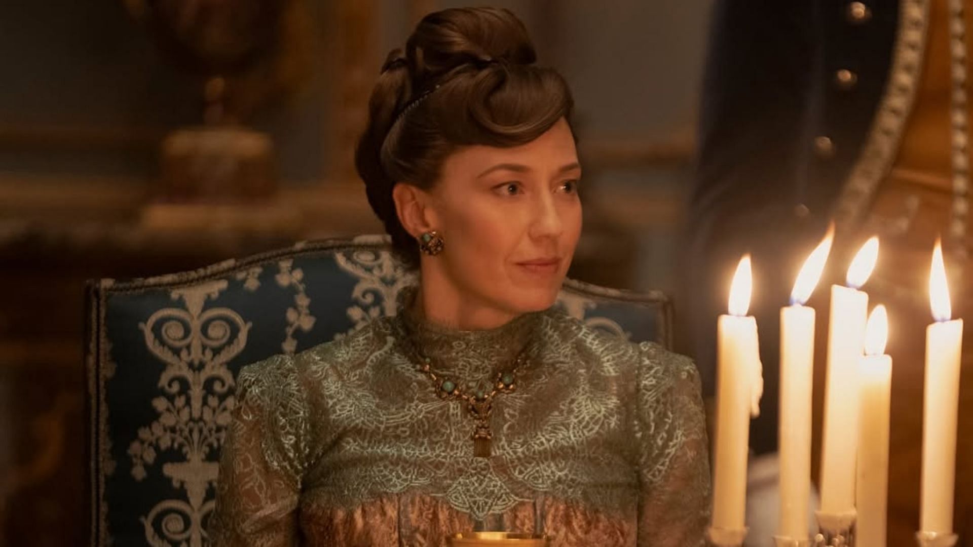 Carrie Coon as seen in The Gilded Age season 3 (Image via Instagram/@gildedagehbo)